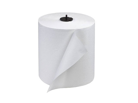 TOWEL, PAPER 7.87"X800' N-PERF ROLL WHITE 1 PLY HARDWOUND BARCODE/6RL CS