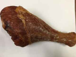 TURKEY, DRUMSTICK 20-28 OZ BONE-IN SKIN-ON SMOKED COOKED FROZEN/ 30LB