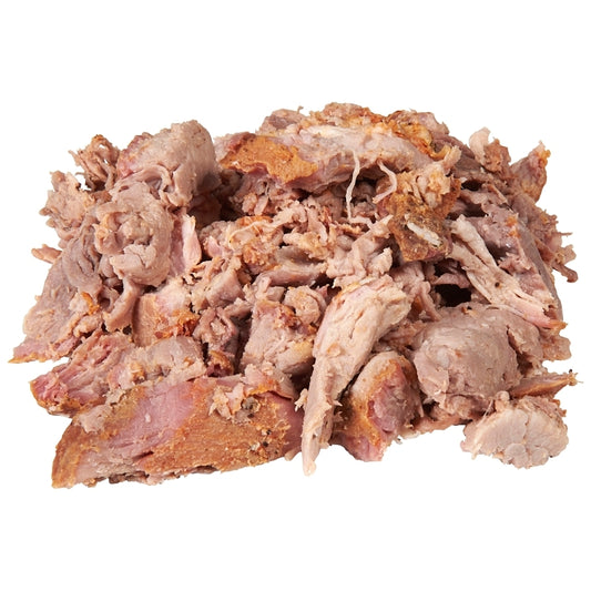 PORK, BBQ PULLED W/O SAUCE COOKED FROZEN BOIL IN BAG (4/2.5LB BAGS)(10LB) CASE.