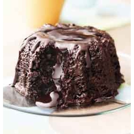 CAKE, CHOCOLATE GLAZED 5 OZ SS TRAY PACK FROZEN MOLTEN (4/9/5oz)  (11.2LBS)  BOX