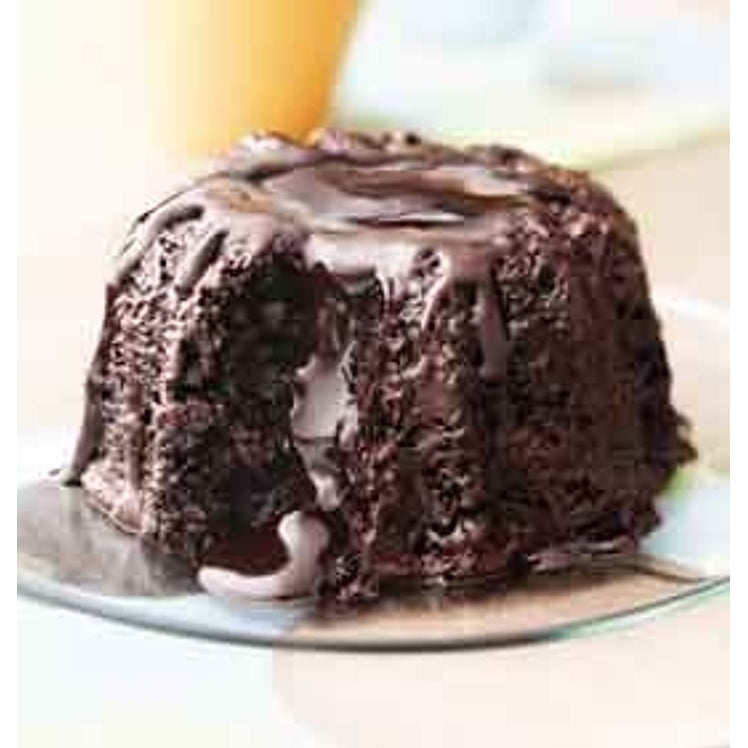 CAKE, CHOCOLATE GLAZED 5 OZ SS TRAY PACK FROZEN MOLTEN (4/9/5oz)  (11.2LBS)  BOX