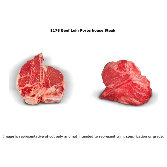 BEEF, STEAK PORTERHOUSE CHOICE 1173 1" TAIL DRY AGED RAW REF(10lb) case.