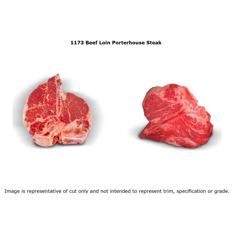 BEEF, STEAK PORTERHOUSE CHOICE 1173 1" TAIL DRY AGED RAW REF(10lb) case.