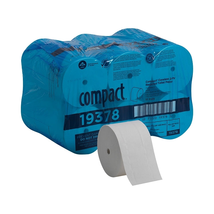 TISSUE, TOILET CORELESS 4.5"X500' 1500 SHEET 2 PLY WHITE/ 19LB /18 RL CS