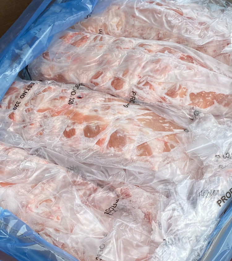 PORK, RIB BACK DANISH NARROW CUT 14-18 OZ RAW FROZEN(30LB) CASE.